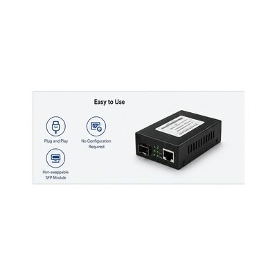 kaufen Industrieller Gigabit-SFP-Medienumrichter mit doppelter Gleichspannung 12-48V Redundant Power, IP40-Schutz und Betriebstemperatur von -40 °C bis 85 °C online manufacture