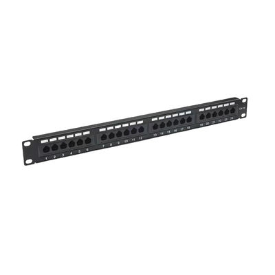 Metallgeschützte 24-Port-RJ45-Patch-Panel RoHS/UL/CE-zertifiziert für Cat5e/Cat6/Cat6a/Cat7 Ethernet