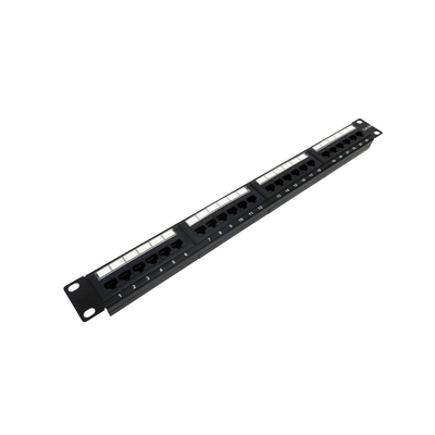 Schwarze 1U-Netzwerk-Patch-Platte für die Kompatibilität der Kategorien 5e/Cat6/Cat6a/Cat7 RoHS/UL/CE zertifiziert