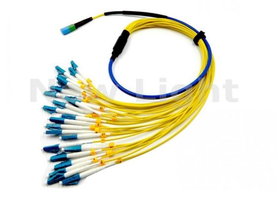 24 Kern MPO-LC Cross Connected Single Mode Fiber Optic Patch Cord mit Längenoption