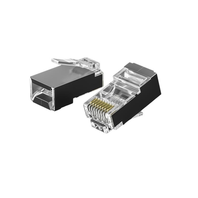 Hochleistungsmodulare CAT6-Stecker - 50U Gold, Fluke Pass, transparent und verworren