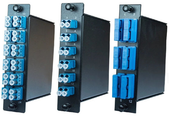 Single-Mode MPO-Kassette mit 12-adrigem MPO-Stecker (Male) und Aluminiumkassette für LC-Duplex- und SC-Simplex-Stecker